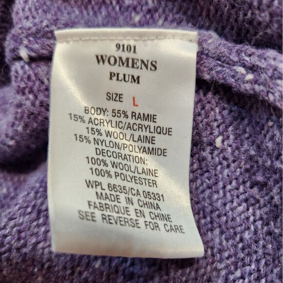 Woolrich Purple Wool 1/4 Zip Mock Neck Pullover Sweater Cottagecore Cabincore L - Picture 9 of 13